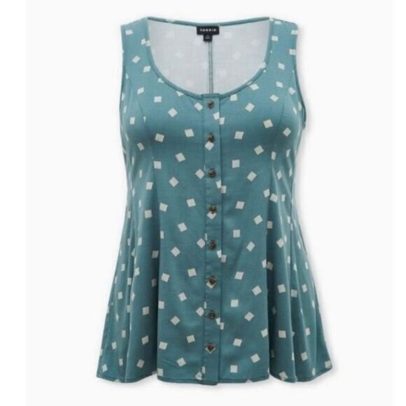 torrid Tops - Torrid Fit And Flare Stretch Challis Button Front Tank New